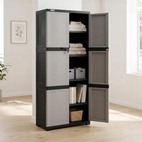 Image of Nilkamal Freedom Large (FML) Plastic Wardrobe for Storage|3-Year Warranty|Clothes Organizer|Shelves|Cupboard|Almirah|for Home, Living Room, Bed Room|Adult & Kids|Grey /Charcoal Grey