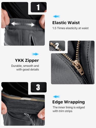 Image of FREE SOLDIER Men's Fleece Lined Outdoor Cargo Hiking Pants Water Repellent Softshell Snow Ski Pants with Zipper Pockets