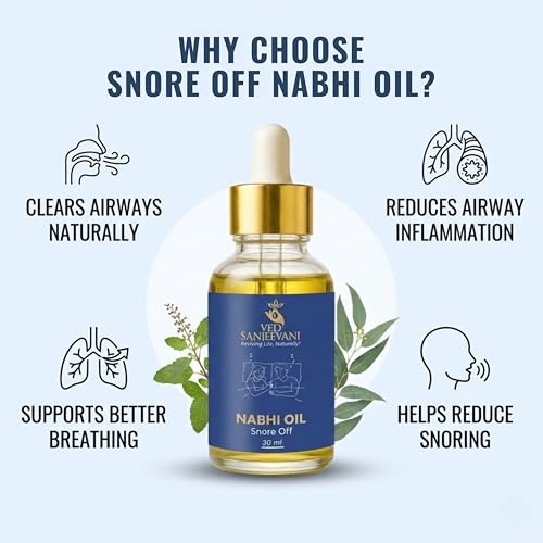 Image of Ved Sanjeevani Snore Off Nabhi Oil 30ml | Anti Snoring Oil for Men & Women | Ayurvedic Snoring Relief | Helps Reduce Snoring & Nasal Congestion | Sleep Support for Peaceful Sleep | Herbal Nabhya Dhara Formulation 30 ml