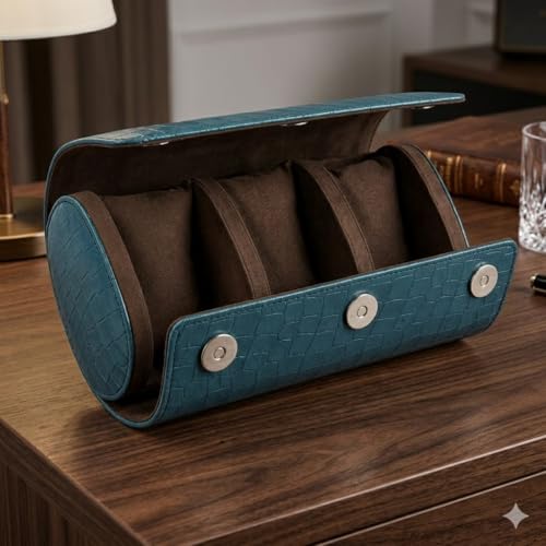 Image of essart Luxury Watch Storage Case - Premium Leather Organizer Box for Exclusive Timepieces, Elegant Display & Protection for Collectors (WR-1013-Croco-Green)