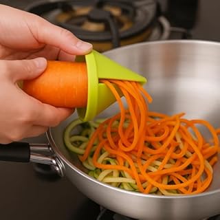 PowerUp Temperino per Zucchine e Carote – Spaghettificatore per Verdure a Lama Singola, Tagliaverdure Manuale Compatto in Plastica e Acciaio Inox, Verde
