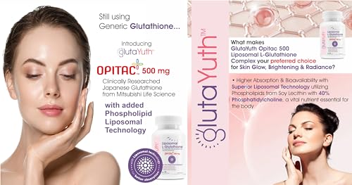 Liposomal OPITAC 500 JAPANESE L-Glutathione 500 mg with Phosphatidylcholine Phospholipid Technology Youthful Skin, Glow, Radiance Complex (30 Veg Capsules) (Pack of 1)