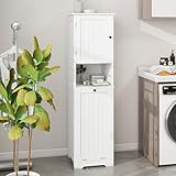 Locsear Tilt Out Laundry Hamper Cabinet, 55' Tall Bathroom Storage Cabinet Laundry Cabinet with Shelves and Clothes Basket, Hamper Cabinet Shelf for Laundry Room Bathroom Organizer, White