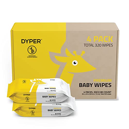 Image of DYPER Viscose from Bamboo Baby Wet Wipes | Unscented for Sensitive Newborn Skin | Hypoallergenic | Honest Ingredients | Made with Plant-Based* Materials + 99% Water