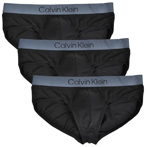 Calvin Klein Cotton Modal 3-Pack Hip Briefs (Black, Medium)