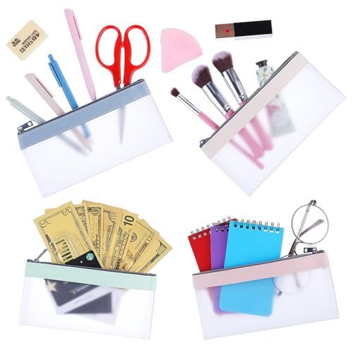 Bewudy 4 Pcs Money Bags with Zipper, Clear Cash Envelopes Coin Purse - Image 2