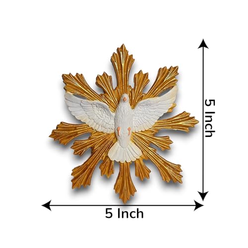 Image of KariGhar Faith Dove Holy Spirit Catholic wall Hanging Idol Perfect for Prayer Room /Drawing Room /Decoration & Gifting A0055 (3 x 13 x 13 cm) (5 x 5 INCH)