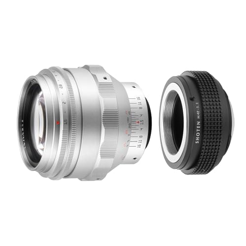 TTArtisan 75mm F1.5 M42�}�E���g �����Y ���邮��{�P �t���T�C�Y ���]�� ����a �P�œ_ �����Y �V���o�[ + E�}�E���g�ϊ��A�_�v�^�[ SHOTEN M42-SE �������w