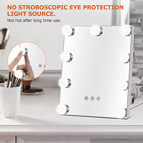 Vanity Mirror with Lights, Baban Hollywood Makeup Mirror with Dimmable LED with Lights 3 Colors Light Detachable 10X Magnification Touch Control 360°Rotation for Dressing Room, Bedroom Makeup, Black… - Thumbnail 4