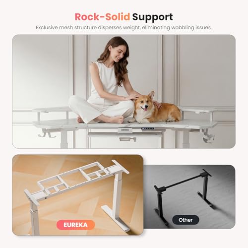 Image of EUREKA ERGONOMIC Gaming Desk, w Keyboard Tray, 73 inch Wing Shaped Music Studio Table with LED Shelves, Gaming Recording Live Stream, Slot Design