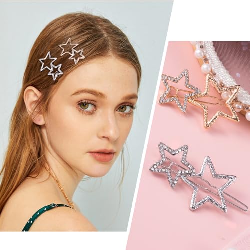 8 piezas pinzas de cabello con estrellas para mujer miniatura 4