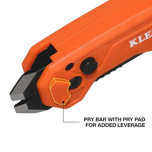 Image of Klein Tools 44309 Pry Bar Knife, 2-in-1 FLICKBLADE Utility Knife with Built-In Pry Bar, Dual Locking Positions at 135-Degree and 180-Degree, Full Metal Core