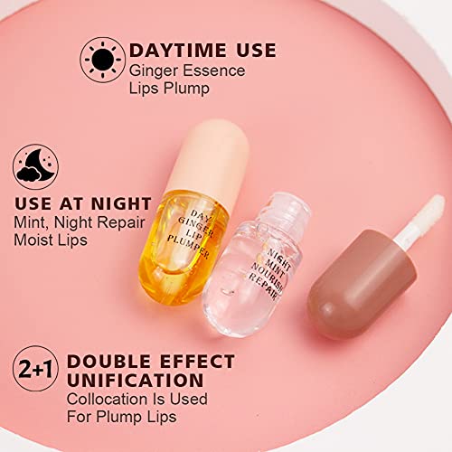 Natürlicher Lip Plumper, 2 Stück Pflanzenextrakte Plumping Lip Serum, Lip Enhancer, Lip Plumping Balm, Feuchtigkeitsspendender klarer Lipgloss für vollere Lippen und hydratisierte Beauty Lips, A