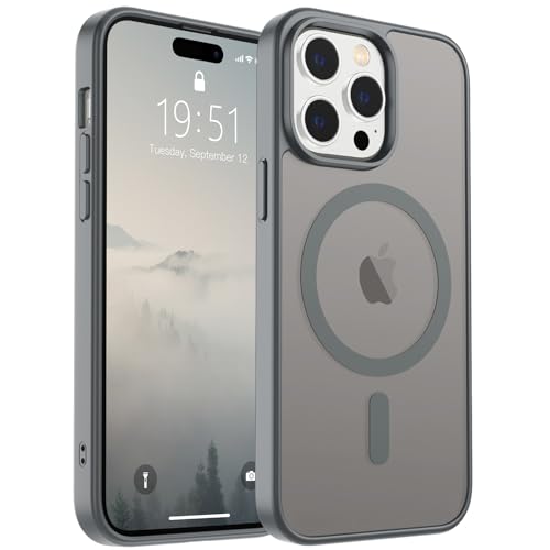 Image of SUPFINE Magnetic for iPhone 14 Pro Case (Compatible with MagSafe) (Military Grade Drop Protection) Slim Translucent Matte Shockproof with Anti-Fingerprint Phone Case,Gray