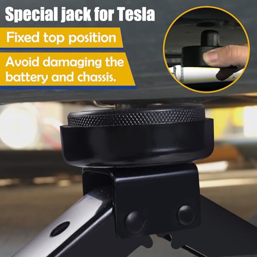 Image of Car Jack Kit for Tesla Cars | Scissor Jack | Max 3 ton (6,600 lbs) | Suitable for Tesla Model 3 /Model S /Model X /Model Y. Comes with Labor-Saving Wrench /Bracket Pad, Black