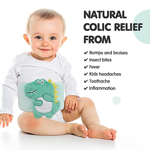 Hilph Baby Colic, Gas And Upset Stomach Relief, Heated Warmer Tummy Wrap With 2 Gel Packs For Newborns And Infants, Baby Heating Pad Swaddling Belt Natural Relief (Green Dinosaur) #TOP1