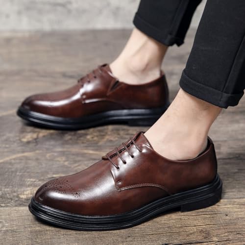 Men's Brogues Classic Oxfords Formal Business Wingtip Lace Up Dress Shoes for Evening Wedding Party Uniform2