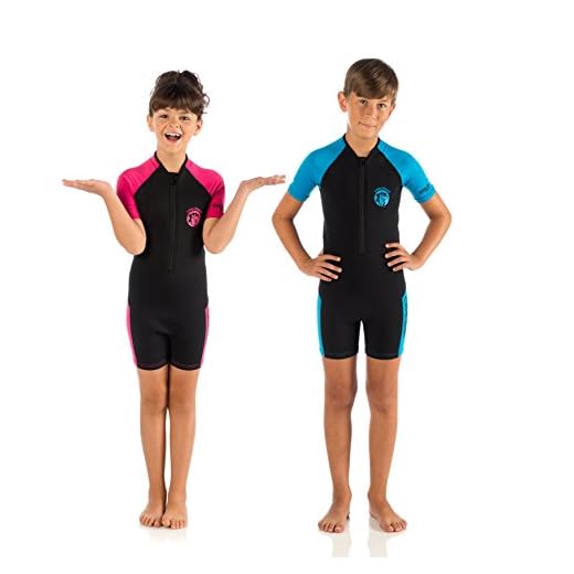 Cressi Little Shark Jr Shorty 2mm - Kurzarm Neoprenanzug für Kinder,Schwarz/Rosa, 11/12 Jahre