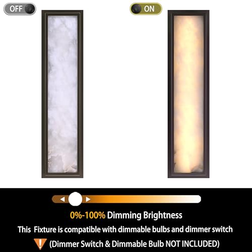 Image of 2 Pack 24 Inch Natural Alabaster Bathroom 20W-3000K LED Home Wall Sconce Modern Concise Style Wall Light Fixture,Oil Rubbed Bronze Finish for Bedroom Hallway Bedside Living Room