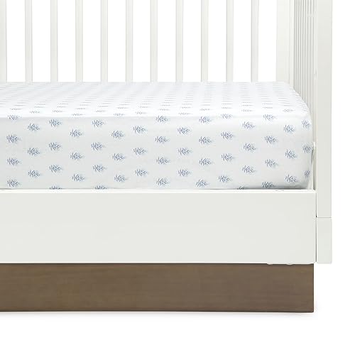 Delta Children Fitted Crib Sheets for Girls and Boys - 100% Organic Cotton Crib Sheet for Standard Crib and Toddler Mattresses - 28x52 Inch - GOTS Certified (Pack of 3), Blue Botanicals - image 9