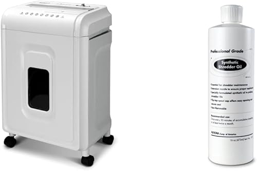 Aurora AU1262XA - Trituradora de papel transversal antiatascos de 12 hojas y CDtarjetas de crédito, blancogris y aceite sintético SL16 de grado