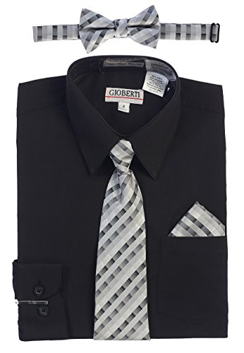Gioberti Boy's Long Sleeve Dress Shirt and Tie Accessories Set