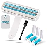 PetCay Neu Tierhaarentferner Katzenhaarentferner für Hundehaare & Katzenhaare + 3 Fusselrolle & Reinigungsbürste - Fusselbürste Tierhaare Entfernung von Sofa, Kleidung & Auto