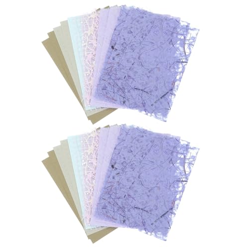 QUARKZMAN 32 Hojas De Papel Para Álbum De Recortes Con Textura, Set Variado De Papel Especial Y Malla De Tela Para Materiales DIY De Álbum De Recortes, Para Decoración, Morado/Amarillo