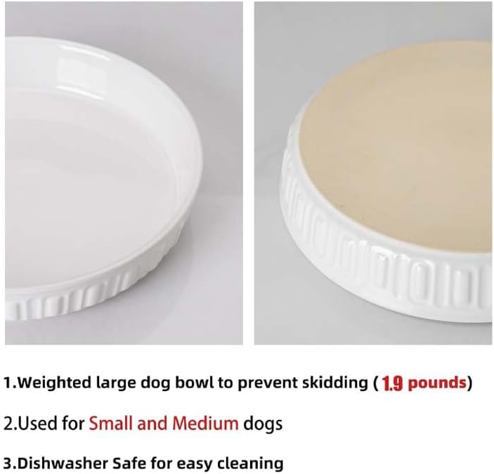 Miniatura 3 de Fun Elements - Cuencos poco profundos para perros, plato de cerámica de 8 pulgadas para razas pequeñas y medianas, antideslizante, plano y ancho,