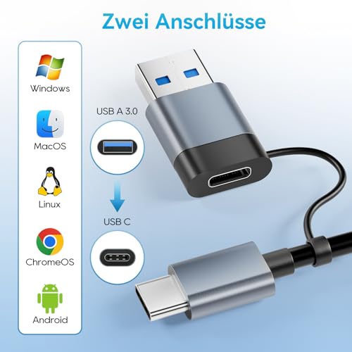 TSUPY Hub USB C 8 en 1 USB 3.0, Estación de Acoplamiento de Aluminio con Lector de Tarjetas SD/TF, Puertos USB A/C 3.0 y 2.0, Audio de 3,5 mm para MacBook Air/Pro, XPS, Portátiles, etc - imagen 3