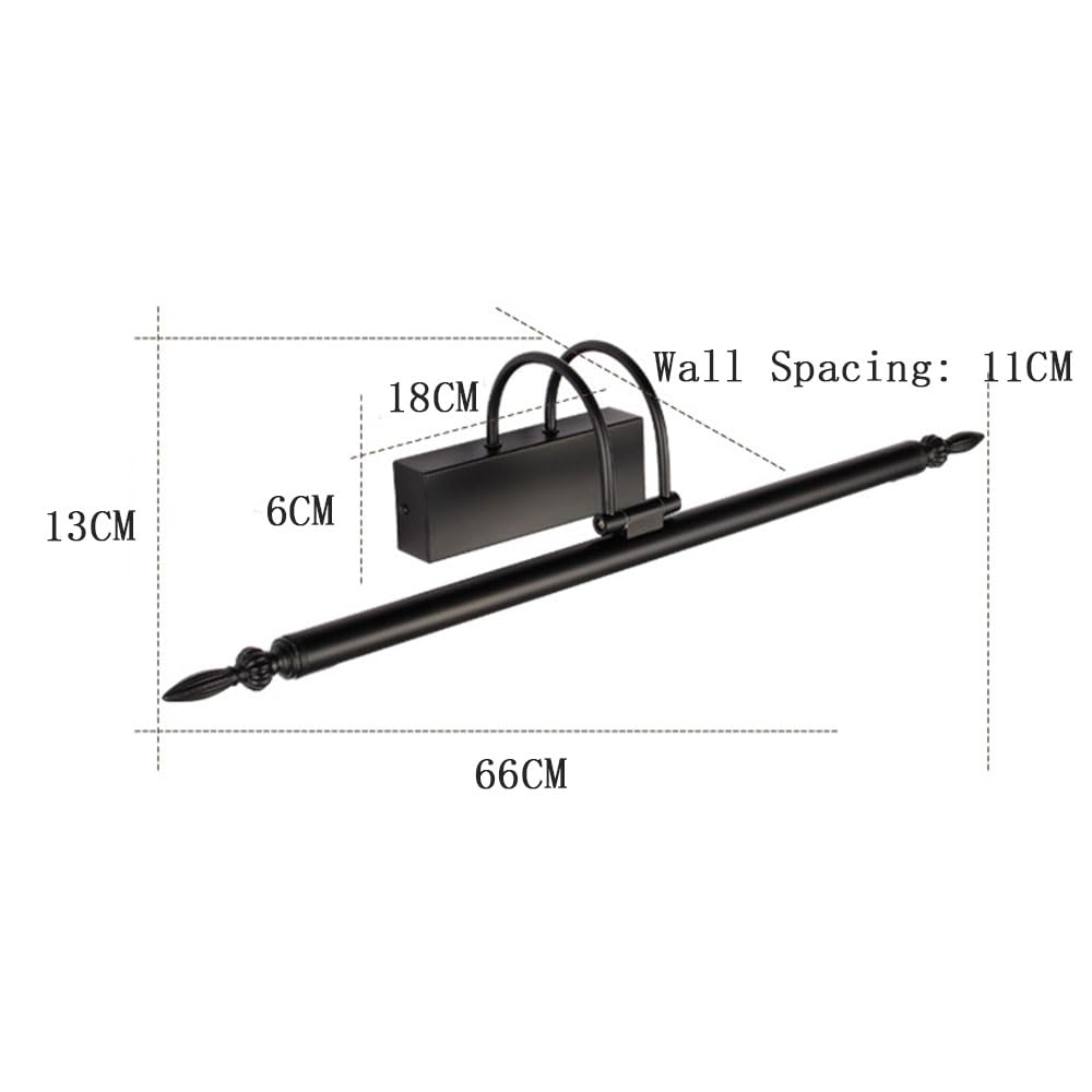 LED Spiegelleuchte Bad Lampe 12W, Bad Spiegel Beleuchtung Lampe Badlampe Spiegellampe Mit Schalter Wand Beleuchtung Neutralweiß Licht 4000K IP44 Wasserdicht LED Make-Up Light,Schwarz