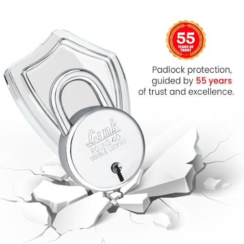 Image of Link New Round 40 MM Silver Steel Lock with 3 Keys | Lock and Keys | Door Lock | Padlock for Home, Office, Shop (Pack of 3)