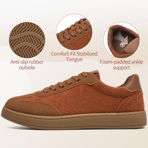 Witwatia Suede & Corduroy Casual Sneakers for Women Lace-up Trendy Women’s Shoes Non-Slip Walking Shoes with Memory Foam Insole3