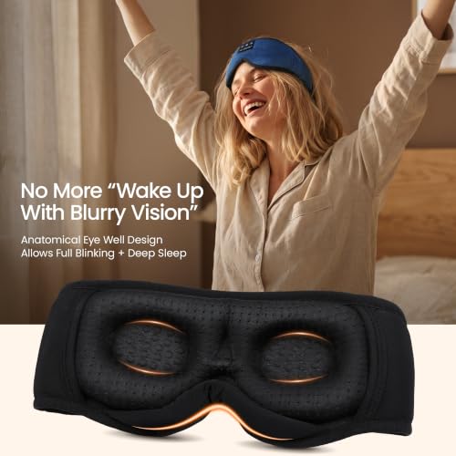 LC-dolida Sleeping Headphones Eye Mask, Sleep Mask with Bluetooth Headphones 3D Eye Mask Wireless Music Cotton Sleep Cover for Side Sleepers Nap Insomnia Air Travel Meditation Gifts for Unisex - Image 3