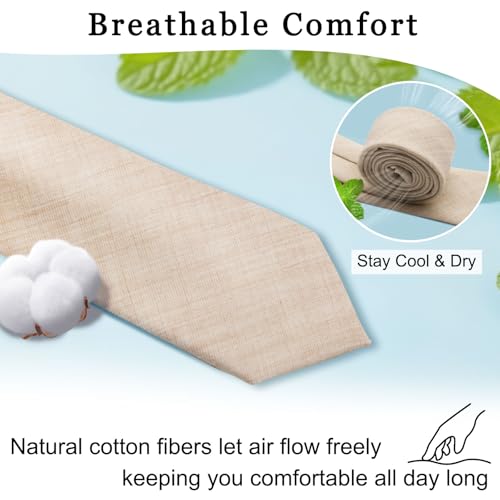 Image of Cotton Ties for Men Solid Color Skinny Tie Mens Necktie for Wedding Graduation Formal Dinner