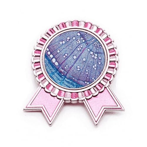 Broche cellule bleue scientifique rose métal accessoire badge biologie médecine