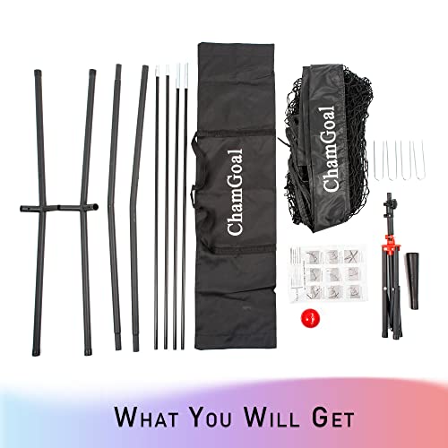 Chamgoal 7'X7' Baseball Softball Tee And Net Combo,Softball Baseball Net And Tee For Hitting And Pitching, 3 Color Baseball Backstop Softball Practice Equipment With Weighted Ball(Black) #TOP5