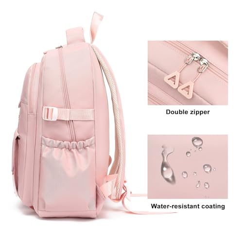 Image of Kids High Middle School Backpack for Girls 5-12 Kawaii Travel Aesthetic Bookbag,Pink