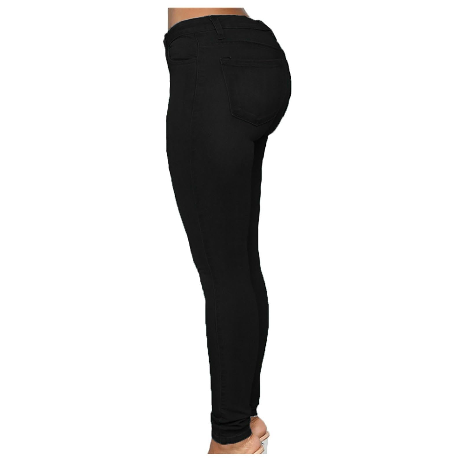Jeans da Donna in Vita Alta Donna-allungamento del Denim Push-up, di Cerniera, Push-up-azzurro-2xl