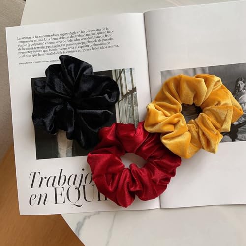Pack of 1 Velvet Hair Bobbles for Women Retro Elastic Ponytail Hair Band, Soft Hair Bands, Hair Rings with Elastic Band - Image 4