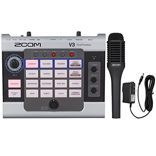 Zoom V3 Vocal Processor + Zoom SGV-6 Vocal Microphone for V6 And V3 Vocal Processors + Pig Hog PP9V Pig Power 9V DC 1000ma Power Supply