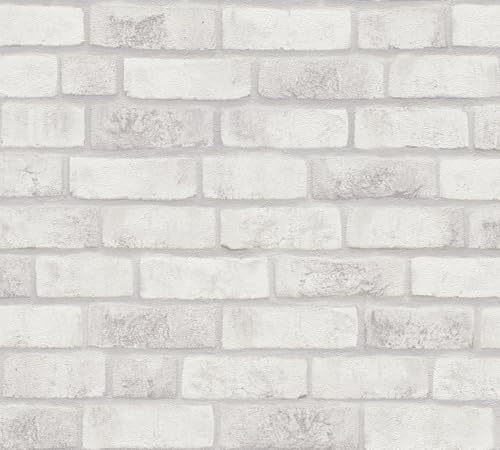 Papier peint effet pierre pour salon et cuisine moderne blanc gris