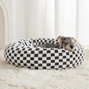 BFPETHOME Donut Dog Bed for Small Dogs, Round Cat Beds for Indoor Cats, Calming Pet Bed for Puppy and Kitty with Non-Slip Bottom, Cute Fancy Dog Bed Machine Washable Puppy Bed