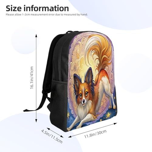 Comfort Fit Unisex Papillon Dog Stars Art Backpack Durable for Daily Commute & Travel Adventures 16 Inch4