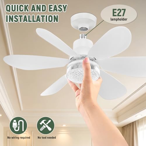 Ventilateur de plafond silencieux à télécommande et plafonnier cristal dimmable - 7