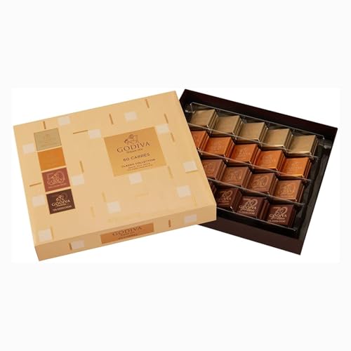Godiva Carrés Gama Completa 60uds -Contiene chocolate negro con leche, chocolate blanco-Del chocolate blanco al chocolate negro-310gr