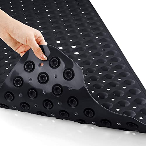 Yimobra Bath Mat 100 x 40 cm, Extra Long Non-Slip Shower Mats with Drain Holes and Suction Cups, Machine Washable