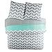 Produktbild SCM Bettwäsche Set Mikrofaser Geometrisch Chevron Nadia, 200 x 200 cm, grau grün