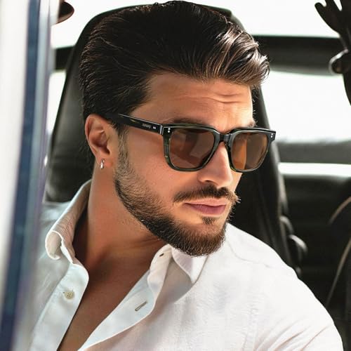 Image of AVAWAY Polarized Sunglasses for Men UV Protection, Square Acetate Frame Outdoor Driving Sun Glasses