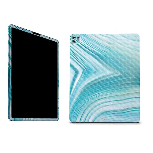 Image of MightySkins Carbon Fiber Skin Compatible with Apple iPad Pro 12.9 inch M2 6th Gen (2022) Full Wrap Kit - Aquamarine Quartz | Protective, Durable Textured Carbon Fiber Finish | Made in The USA